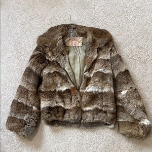 Elegant Brown Real Rabbit Fur Teddy Jacket